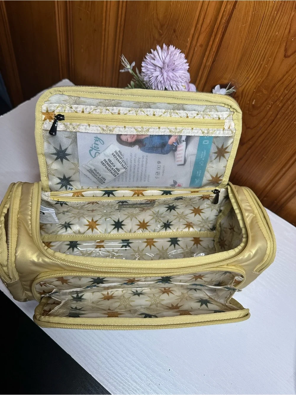 lug Metallic Light Gold Quilted Cosmetic Pouch